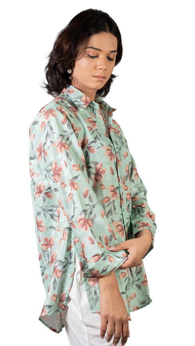 Women Minty Meadows Printed Shirt-CK-MINTY MEADOWS