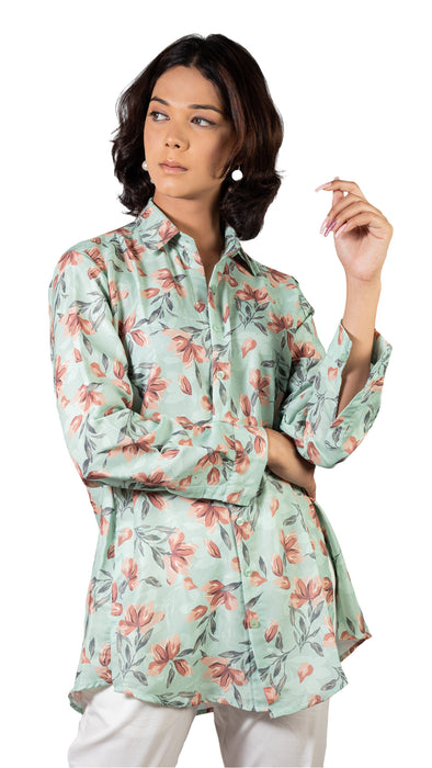 Women Minty Meadows Printed Shirt-CK-MINTY MEADOWS