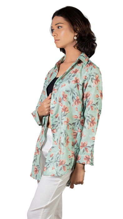 Women Minty Meadows Printed Shirt-CK-MINTY MEADOWS