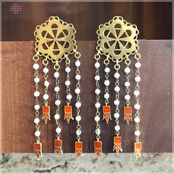 Jharna Earrings - Orange