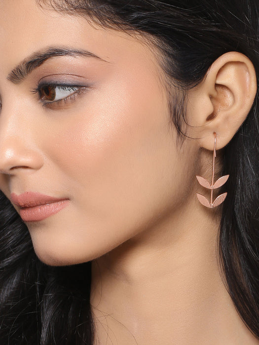 Leaf Earrings - Rose Gold