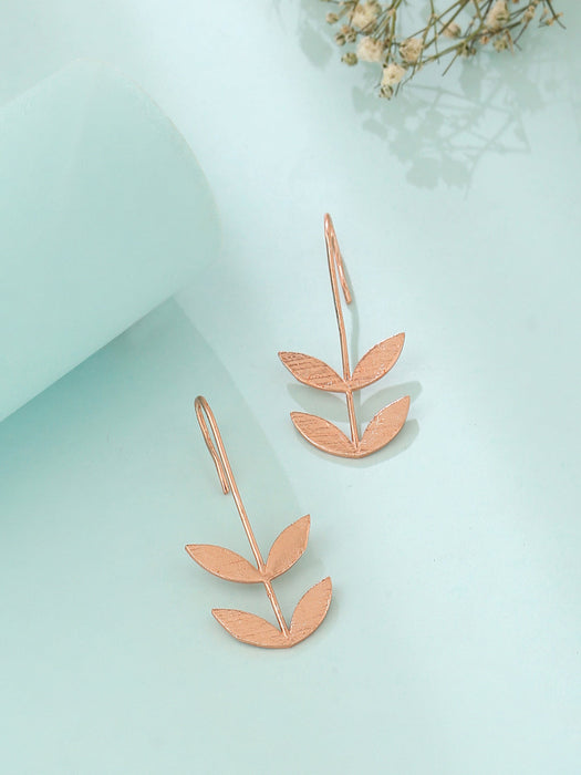 Leaf Earrings - Rose Gold