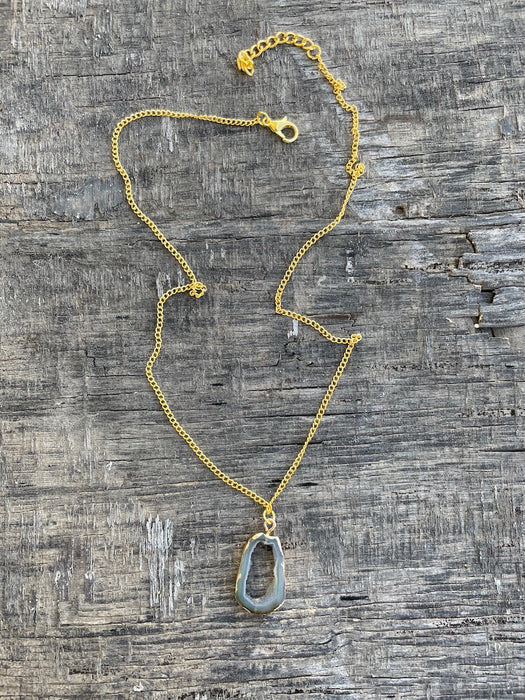 Agate Necklace - Dim Grey