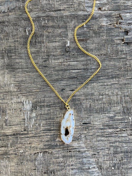 Agate Necklace - Honey Milk