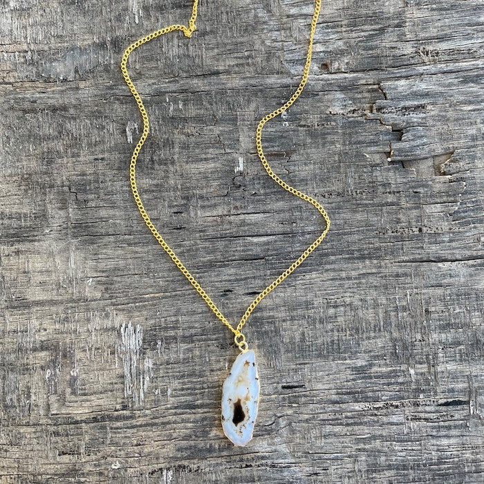 Agate Necklace - Honey Milk