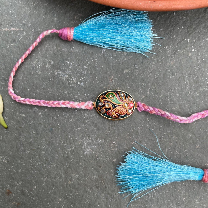 Tanjore Rakhi - Light Blue