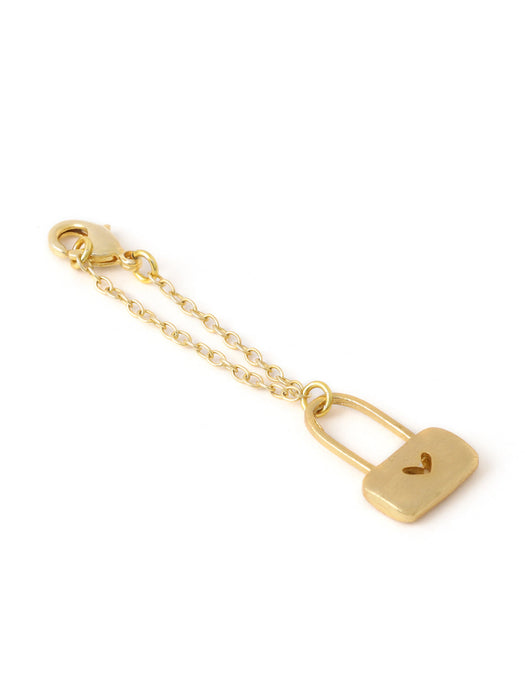 Heart Lock Watch Chain Charm - Golden