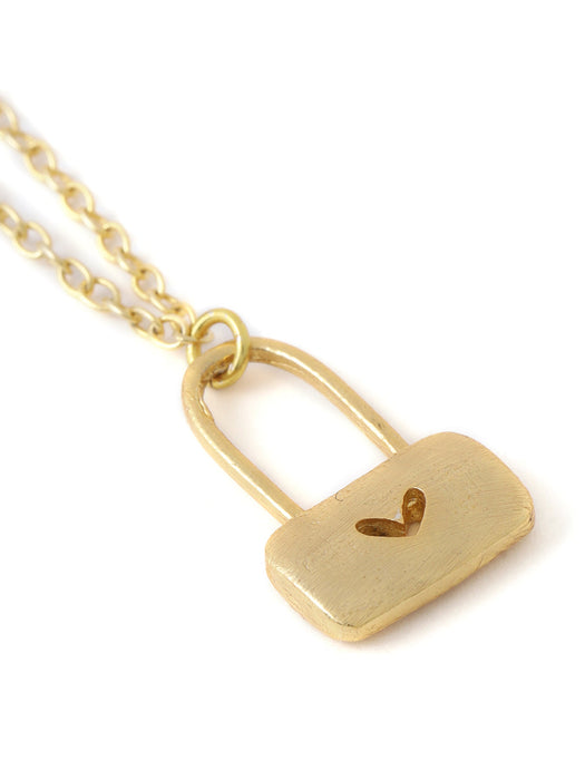 Heart Lock Watch Chain Charm - Golden