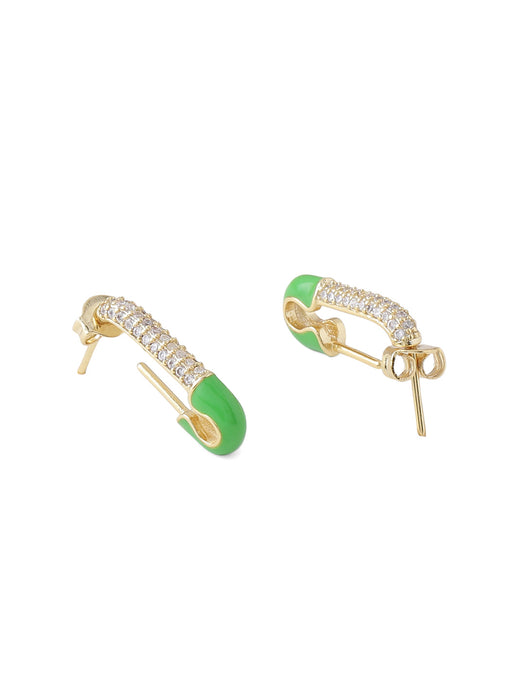 Cotton Candy Safety Pin Earrings - Green