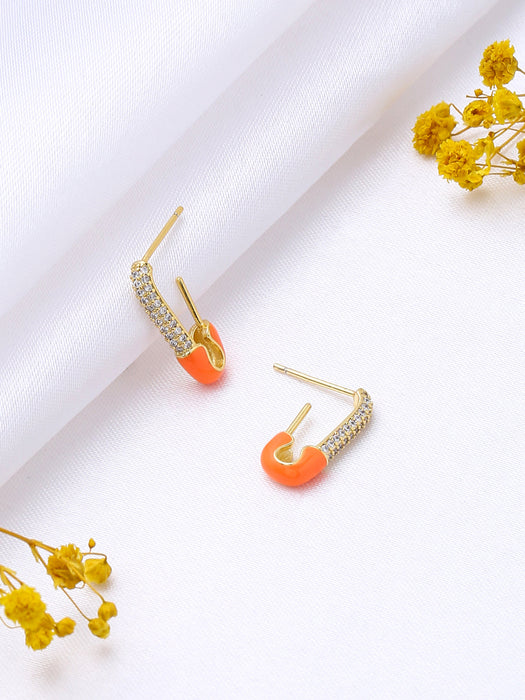 Cotton Candy Safety Pin Earrings - Orange