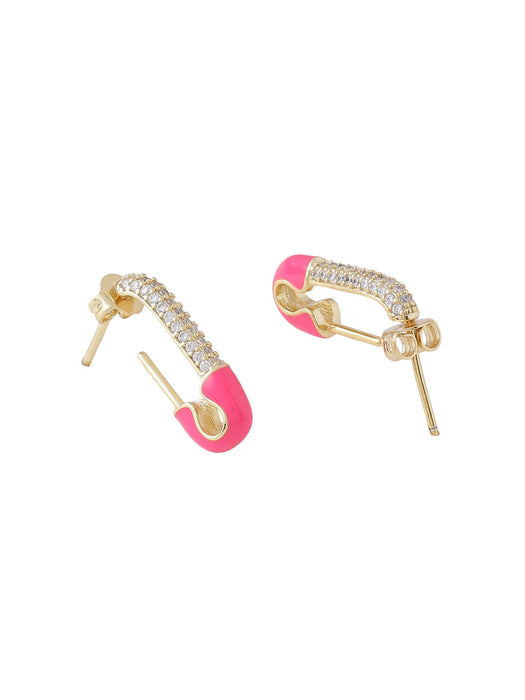 Cotton Candy Safety Pin Earrings - Pink