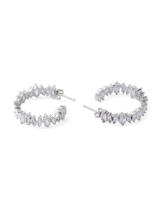 Crystal Hoops - Silver