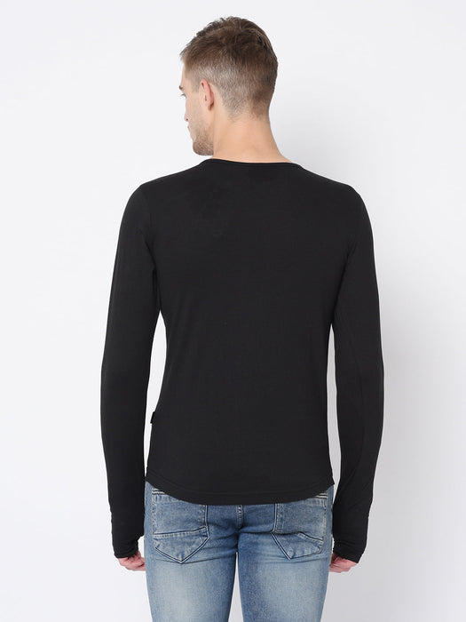 Square Neck Cotton Thumbhole Sleeve T-Shirt