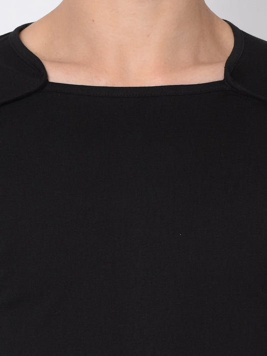 Square Neck Cotton Thumbhole Sleeve T-Shirt