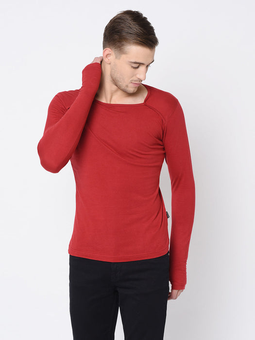 Square Neck Thumbhole T-Shirt For Men