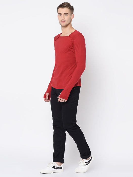 Square Neck Thumbhole T-Shirt For Men