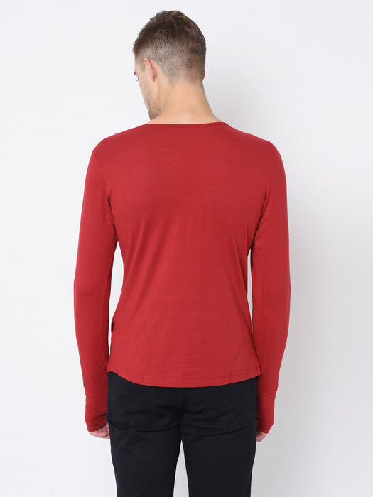 Square Neck Thumbhole T-Shirt For Men