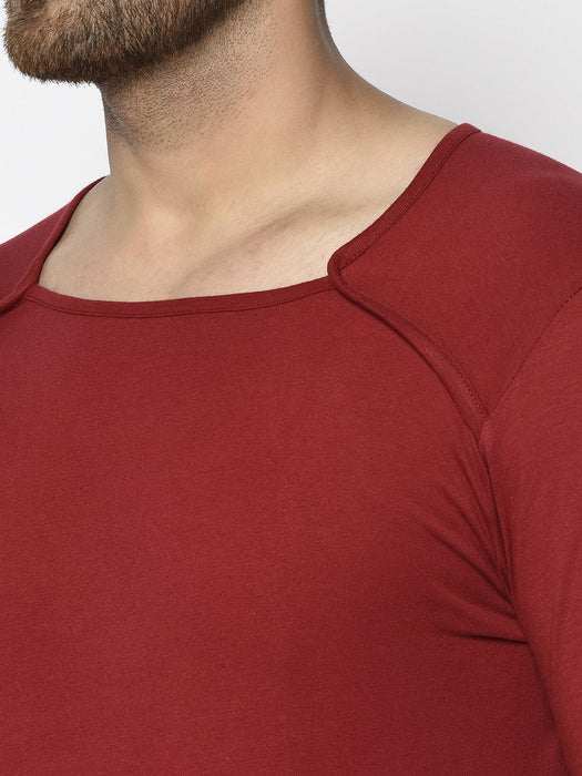 Square Neck Cotton Thumbhole Sleeve T-Shirt