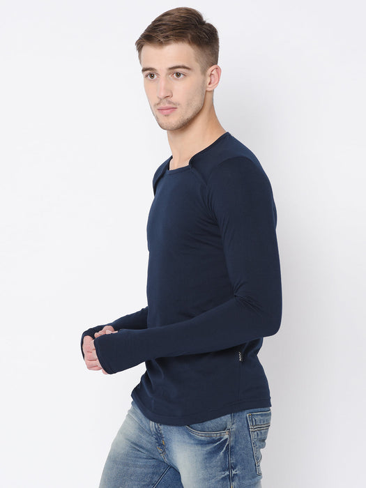 Square Neck Cotton Thumbhole Sleeve T-Shirt