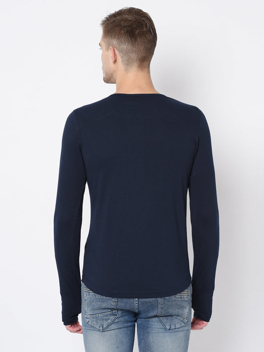 Square Neck Cotton Thumbhole Sleeve T-Shirt