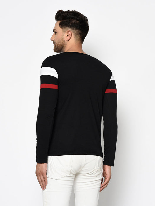 Contrast Trim Detail Henley T-Shirt For Men