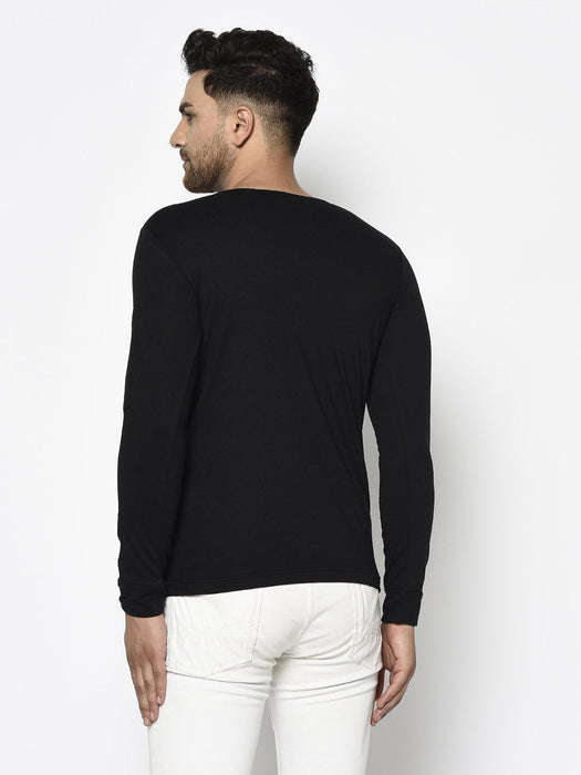 Black Zip Patch Pocket On Sleeve Round Neck T-Shirt