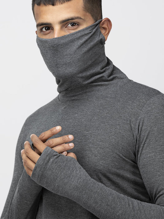 Ninja Mask With Curved Bottom Cotton Thumbhole T-Shirt