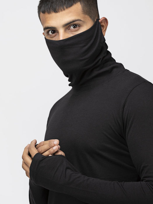 Ninja Mask With Curved Bottom Cotton Thumbhole T-Shirt