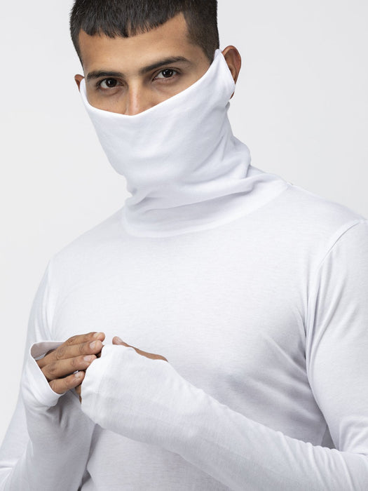 Ninja Mask With Curved Bottom Cotton Thumbhole T-Shirt