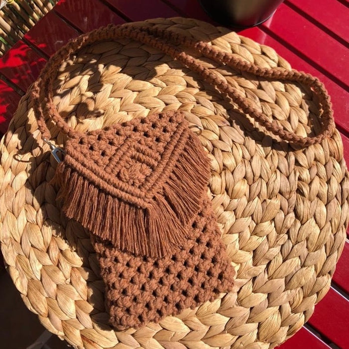 Macrame Mocha Brown Mobile Sling Bag