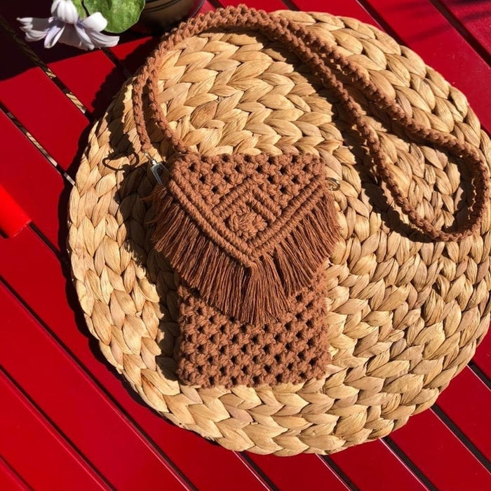 Macrame Mocha Brown Mobile Sling Bag