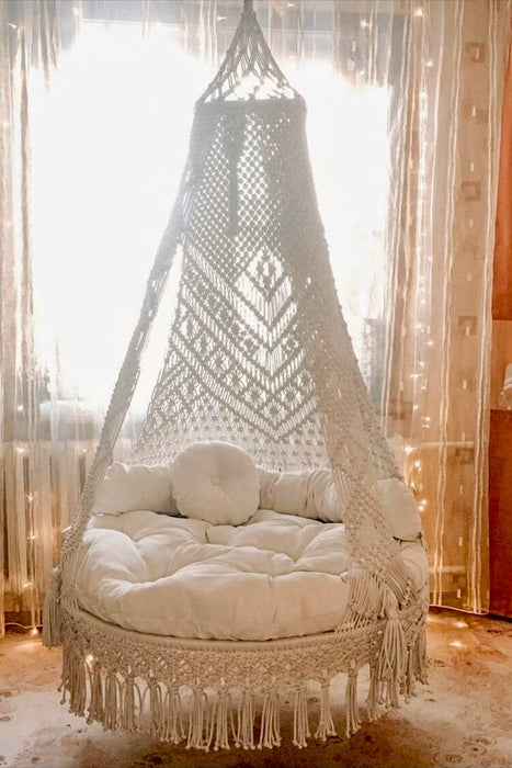 Macrame swing - Pearl design - Double seater- 40 Inches