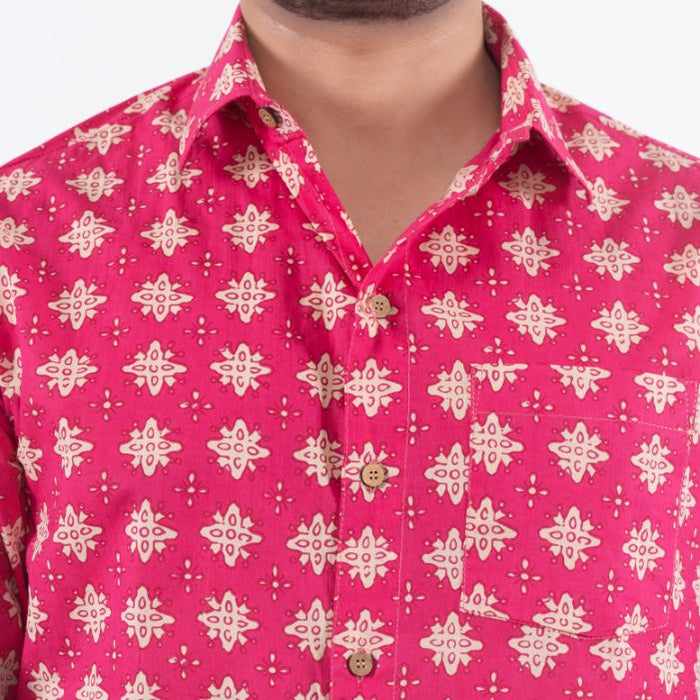 Magenta Print Casual Shirt