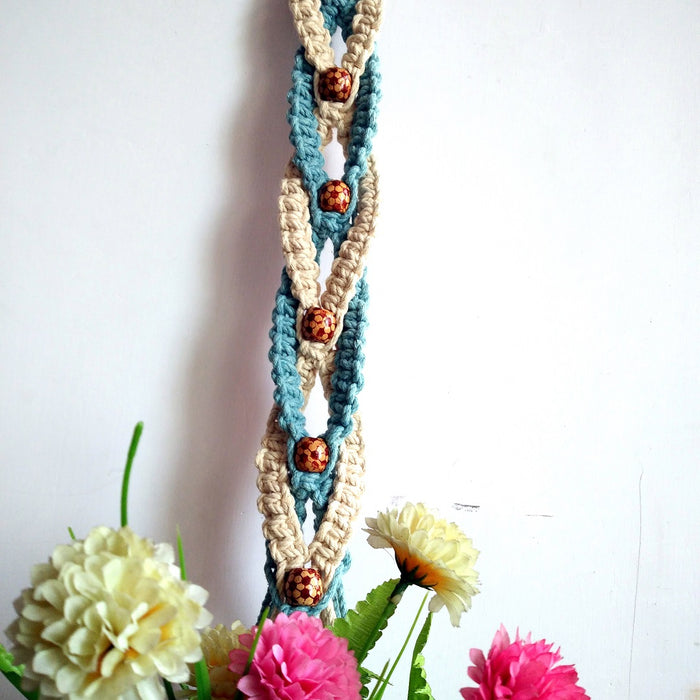 Magical Cream And Agate Braided Planter Hanger