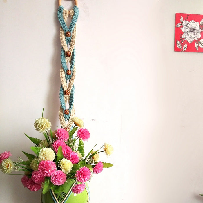 Magical Cream And Agate Braided Planter Hanger