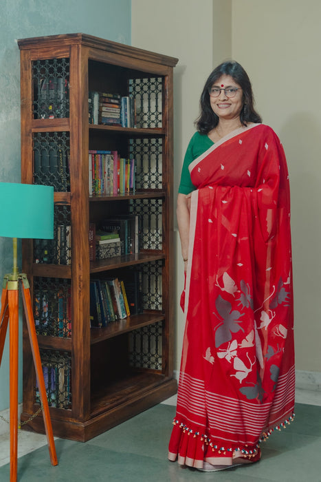 Phuliya Cotton Saree - Red