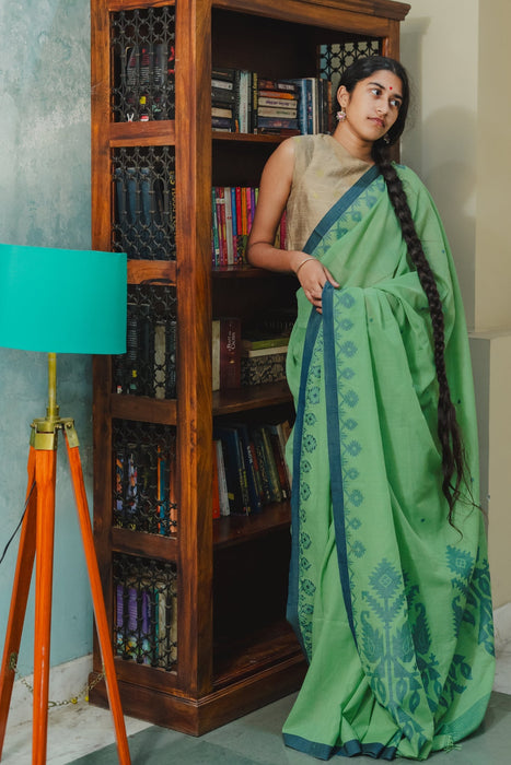 Phuliya Cotton Saree - Green