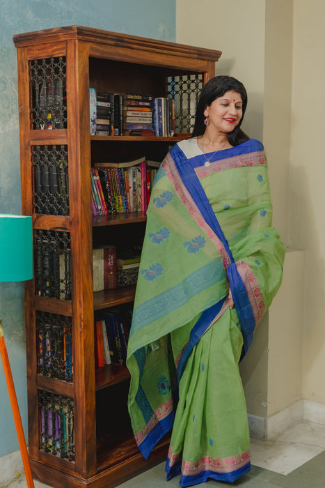 Taant Cotton Saree - Green