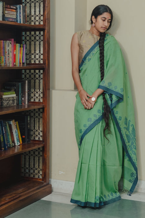 Phuliya Cotton Saree - Green