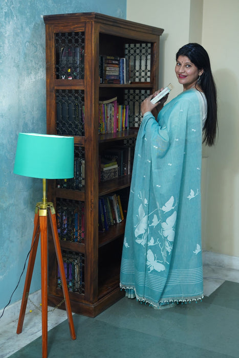 Phuliya Cotton Saree - Turquoise