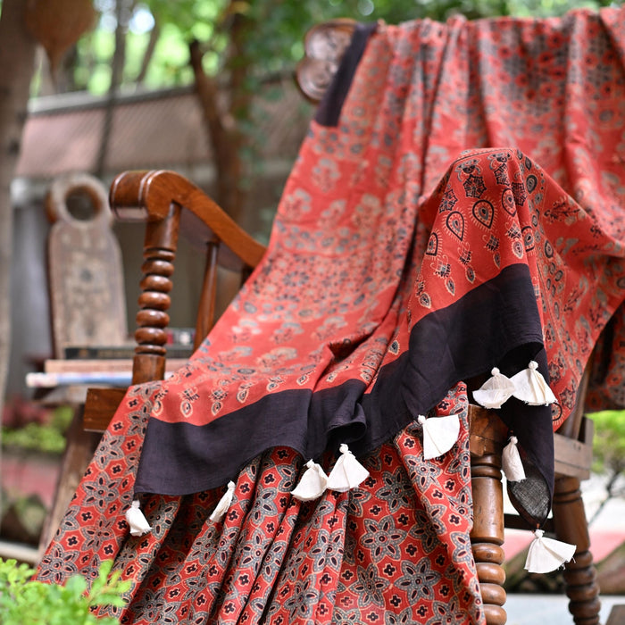 Ajrakh Saree - Red