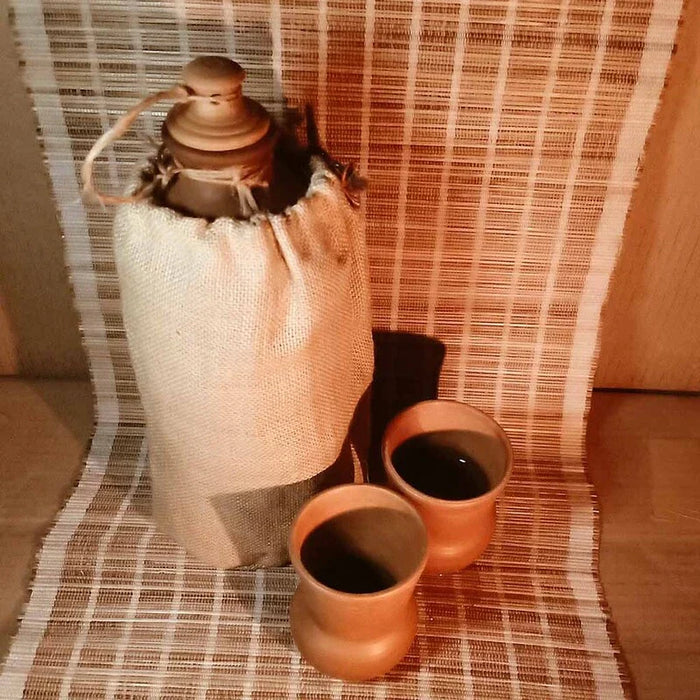 Wooden Terracotta "Matka" Water Bottle With Jute Jacket