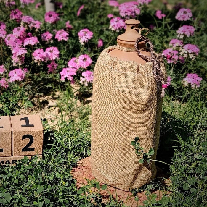 Wooden Terracotta "Matka" Water Bottle With Jute Jacket