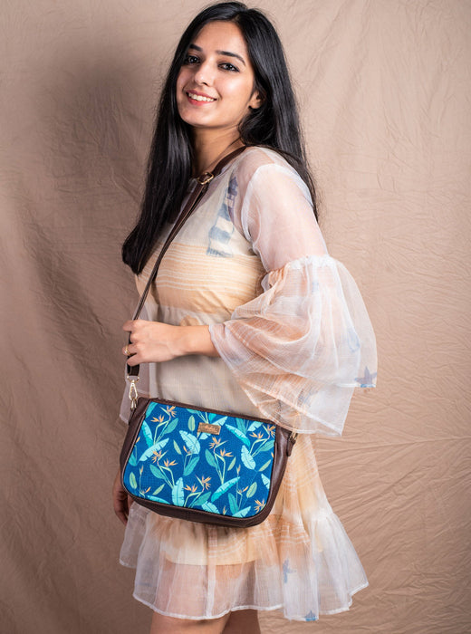 Birds of Paradise Blue Sling Bag