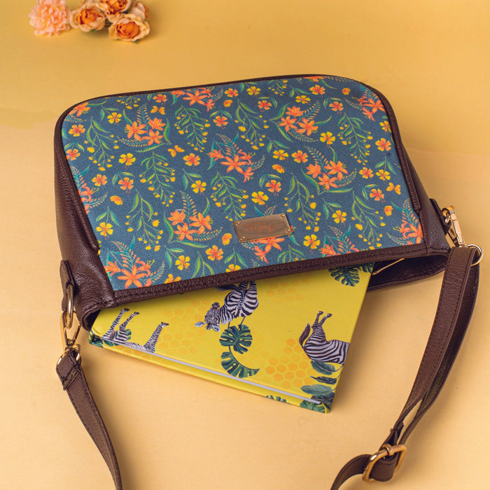 Grey Summer Blossoms Sling Bag