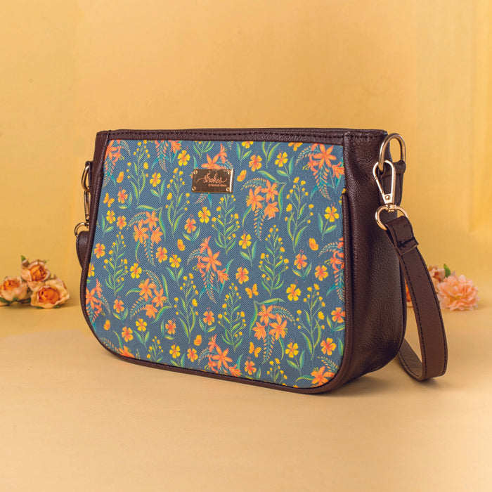 Grey Summer Blossoms Sling Bag