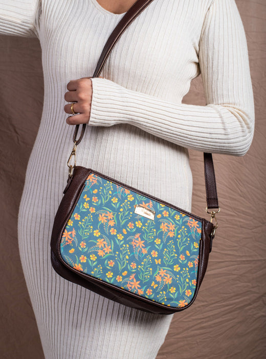 Grey Summer Blossoms Sling Bag