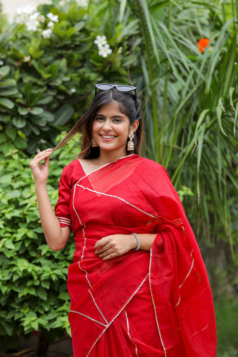 Cherry Blossom Beauty (Organza Gota work Saree)