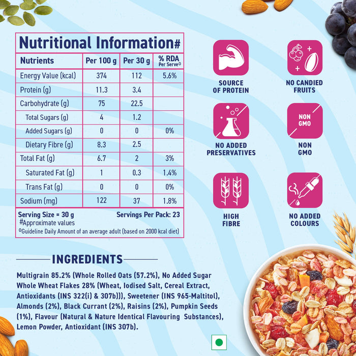 No Added Sugar  Fruits, Nuts & Seeds Muesli