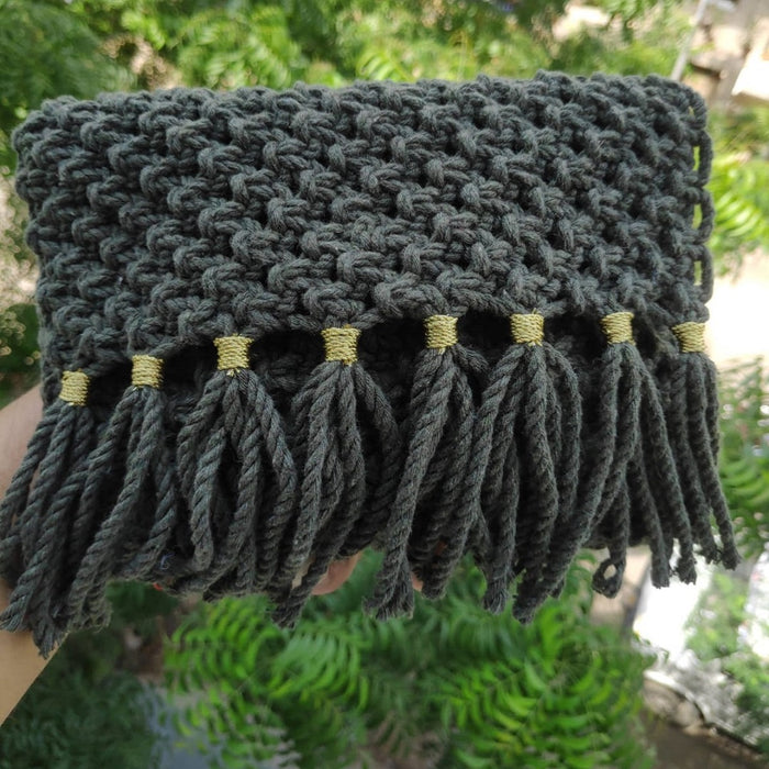 Olive Green Handy Macrame Clutch